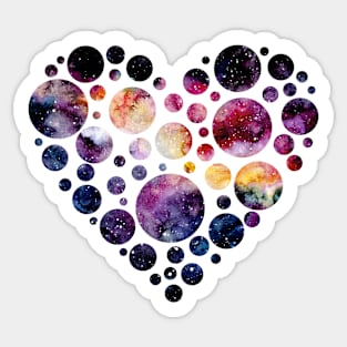 Heart with Watercolor Nebula and Starry Sky Sticker